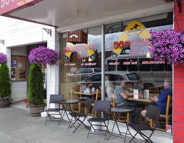 Boomerang's Café in Port Alberni, BC, known for its excellent coffee and cozy ambiance.