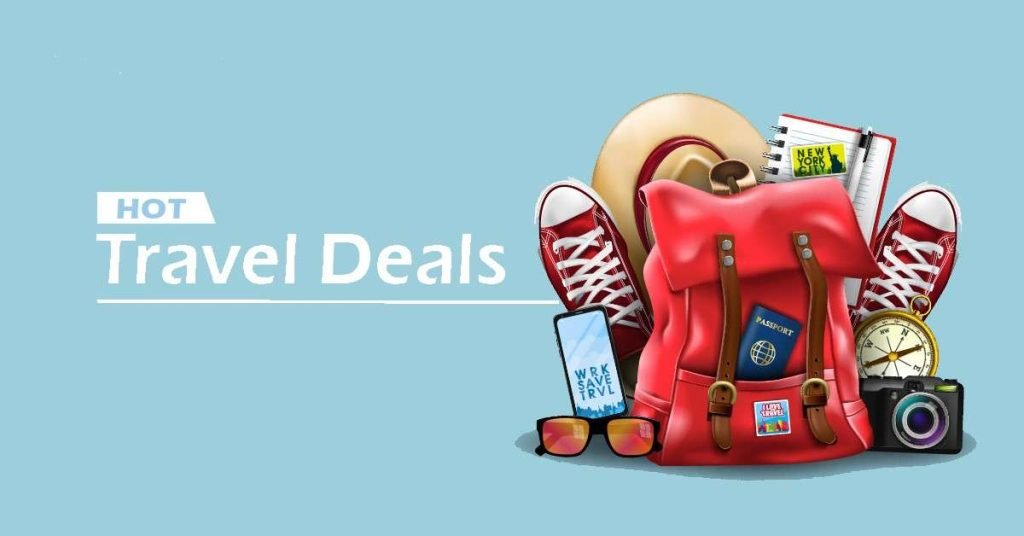 A promotional image of hot travel deals, showcasing discounted vacation packages and travel offers.