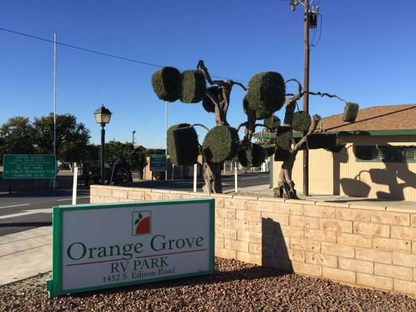 The Orange Grove RV Park in Bakersfield, California, offering great facilities and a peaceful atmosphere.
