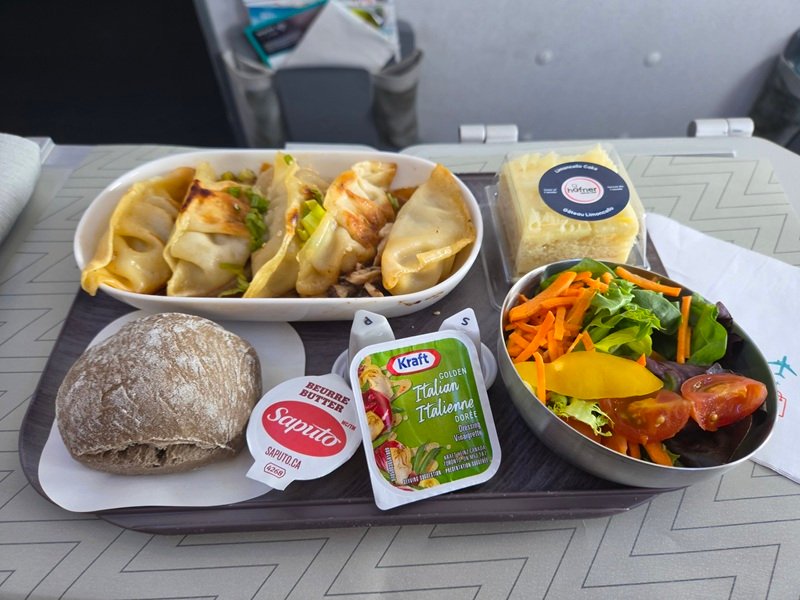 Wagyu beef dumplings Westjet Premium Economy
