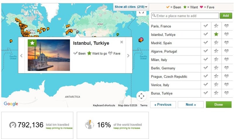 TripAdvisor Travel Map